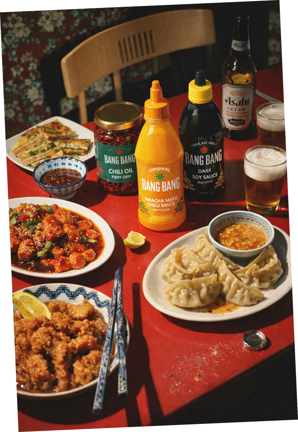 Bang Bang sauces on a table
